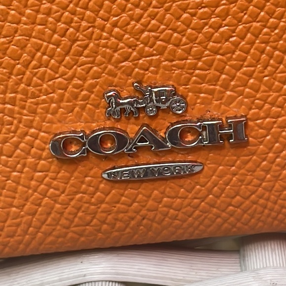 COACH Slim Id Card Case- Silver/Bright Mandarin - Picture 2 of 9